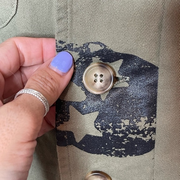 Fantastic Fawn skull and star jumpsuit Green cotton button enclosure size small - Picture 11 of 16